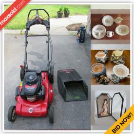 MaxSold Auction: This online auction features Lawn Mower, Trimmer, Air Hockey Game, Sony AM/FM/SW Radio, Metronome, Bunnykins Dishes, China Pieces, Boyd's Bears Figures, Glass Votives & Coasters, Pound Puppy Stuffed Animals, China – German, Wine Cooler Ice Bucket, Pewter Pieces, Geisha & display case, Kitchen Miscellaneous, Mortar & Pestle for Herbs and much more!